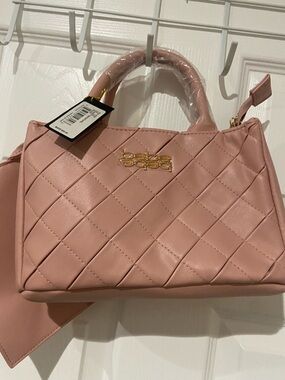 bebe Quilted Satchel in Blush Pink with Gold Hardware